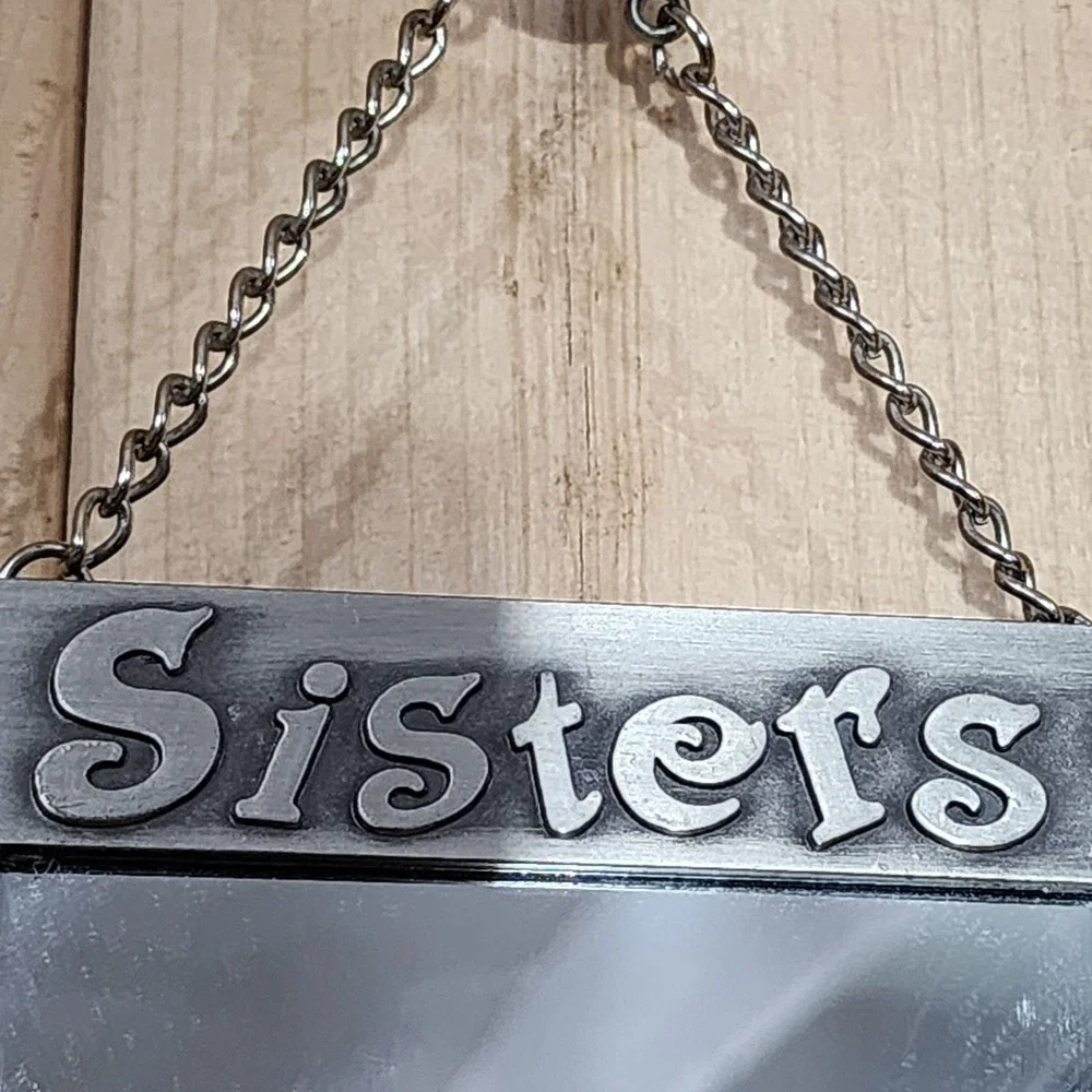 Enchante Sisters Celestial Mirror Pewter Tone Moon Stars Hanging Easel Back